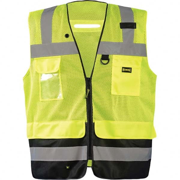 OccuNomix - Size 5XL Hi-Vis Yellow Mesh Surveyor's High Visibility Vest - Exact Tool & Supply