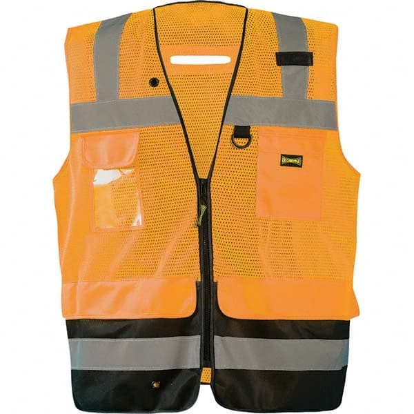 OccuNomix - Size M HI-Vis Orange Mesh Surveyor's High Visibility Vest - Exact Tool & Supply