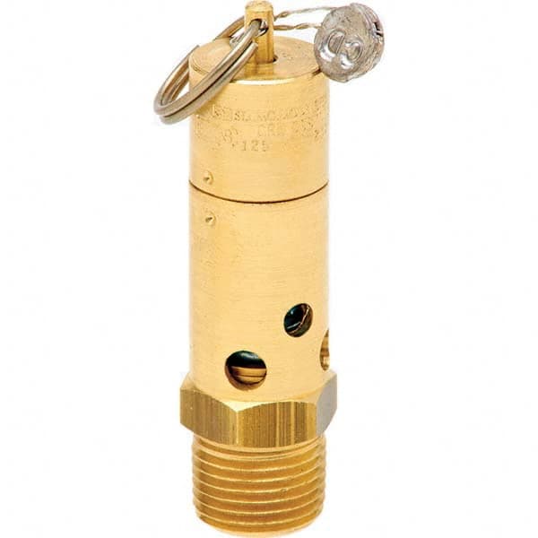 1/2″ Inlet, ASME Safety Valve MNPT Ends, 100 Max psi, Brass