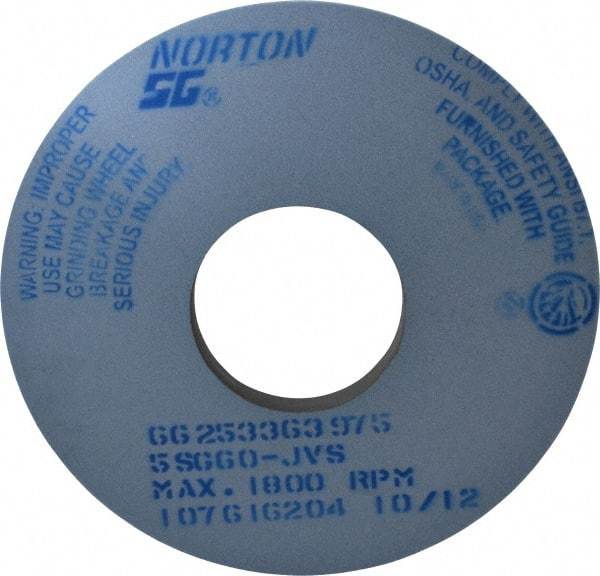 Norton - 14" Diam x 5" Hole x 1" Thick, J Hardness, 60 Grit Surface Grinding Wheel - Ceramic, Type 1, Medium Grade, 1,800 Max RPM, Vitrified Bond, No Recess - Exact Tool & Supply