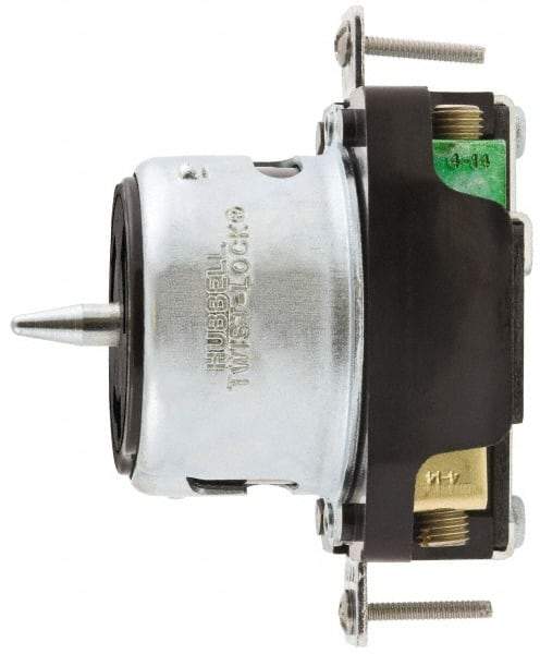 Hubbell Wiring Device-Kellems - 125 VAC, 50 Amp, Self Grounding Receptacle - 2 Poles, 3 Wire, Female End, Black - Exact Tool & Supply