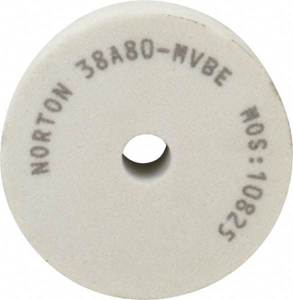 Norton - 80 Grit Aluminum Oxide Type 1 Internal Grinding Wheel - 3" Diam x 1/2" Hole x 1" Thick, 10,825 Max RPM, Type 1 Medium Grade, M Hardness, Vitrified Bond, No Recess - Exact Tool & Supply