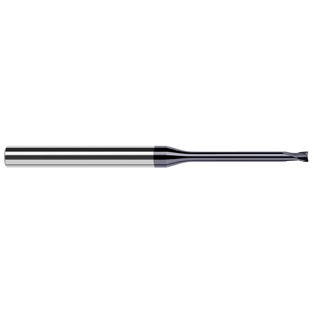 Corner Radius End Mill: 1/8″ Dia, 0.1″ LOC, 1/64″ Radius, 2 Flutes, Solid Carbide 4″ OAL, 1/4″ Shank Dia, 20 ° Helix, AlTiN Coated, Corner Radius End