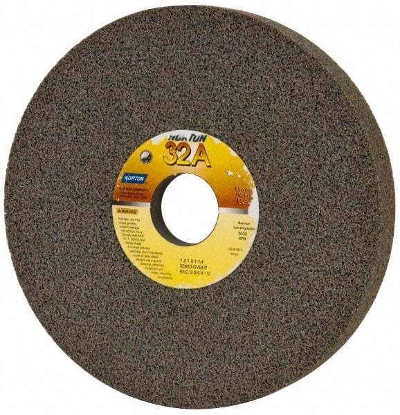 Norton - 7" Diam x 1-1/4" Hole x 1" Thick, G Hardness, 60 Grit Surface Grinding Wheel - Aluminum Oxide, Type 5, Medium Grade, 3,600 Max RPM, Vitrified Bond, One-Side Recess - Exact Tool & Supply