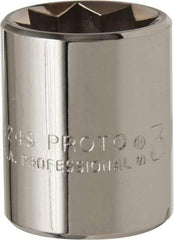 Proto - 3/4", 1/2" Drive, Standard Hand Socket - 8 Points, 1-1/2" OAL, Alloy Steel, Chrome Finish - Exact Tool & Supply