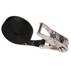 US Cargo Control - Slings & Tiedowns (Load-Rated); Type: Ratchet Tie Down ; Length (Feet): 15 ; Basket Capacity (Lb.): 500 ; Material: Polyester ; Color: Black - Exact Tool & Supply
