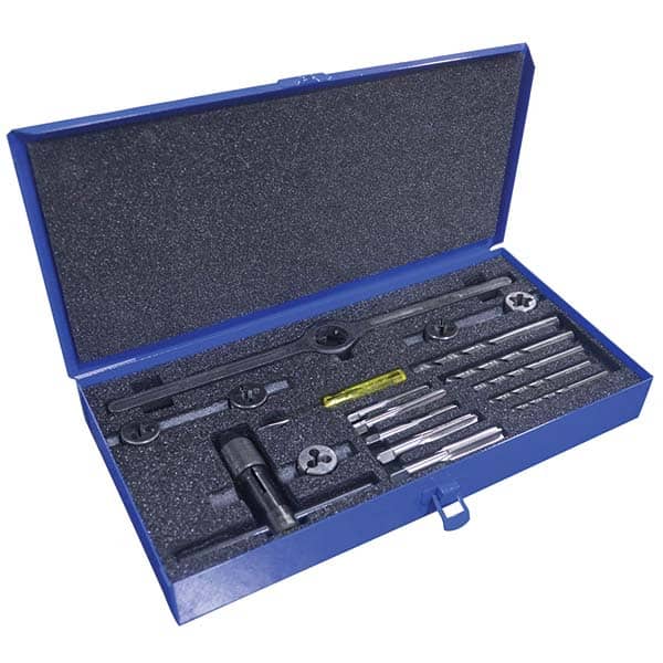 Greenfield Threading - Tap & Die Sets Minimum Tap Thread Size (mm): M6x1.00 Maximum Tap Thread Size (mm): M12x1.75 - Exact Tool & Supply