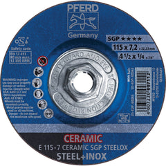 PFERD - Depressed-Center Wheels; Hole Thread Size: 5/8-11 ; Connector Type: Arbor ; Wheel Type Number: Type 27 ; Abrasive Material: Ceramic Oxide ; Maximum RPM: 13300.000 ; Grit: 24 - Exact Tool & Supply