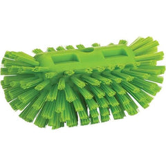 Vikan - 1-1/2" Bristle Length, Polyester Utility Scrub Brush - 8" Long x 5-1/2" Wide Head, 8" OAL, Green, Polypropylene Block - Exact Tool & Supply