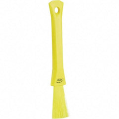 Vikan - 2-1/4" Bristle Length, Polyester Detail Brush - 1-1/4" Long x 0.4" Wide Head, 8.07" OAL, Ergonomic Handle, Yellow, Polypropylene Block - Exact Tool & Supply