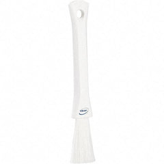 Vikan - 2-1/4" Bristle Length, Polyester Detail Brush - 1-1/4" Long x 0.4" Wide Head, 8.07" OAL, Ergonomic Handle, White, Polypropylene Block - Exact Tool & Supply