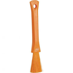 Vikan - 2-1/4" Bristle Length, Polyester Detail Brush - 1-1/4" Long x 0.4" Wide Head, 8.07" OAL, Ergonomic Handle, Orange, Polypropylene Block - Exact Tool & Supply