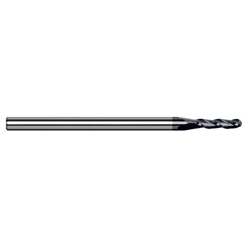‎1/32″ Dia. × 1/8″ Shank × 5/32″ DOC × 2-1/2″ OAL, Carbide AlTiN, 3 Flute, Ballnose End Mill - Exact Tool & Supply