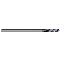 ‎1/32″ Dia. × 1/8″ Shank × 5/32″ DOC × 2-1/2″ OAL, Carbide AlTiN, 3 Flute, Ballnose End Mill - Exact Tool & Supply