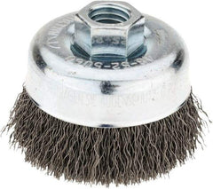 Milwaukee Tool - 3" Diam, 5/8-11 Threaded Arbor, Steel Fill Cup Brush - 0.014 Wire Diam, 7/8" Trim Length, 12,000 Max RPM - Exact Tool & Supply
