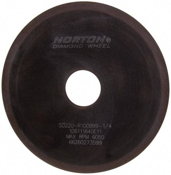 Norton - 6" Diam x 1-1/4" Hole x 1/16" Thick, 220 Grit Surface Grinding Wheel - Diamond, Type 1A1, Very Fine Grade, Resinoid Bond - Exact Tool & Supply