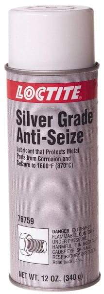 Loctite - 12 oz Aerosol High Temperature Anti-Seize Lubricant - Silver Colored, 1,600°F, Silver Colored, Water Resistant - Exact Tool & Supply