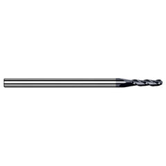0.6 mm Dia. × 4 mm Shank × 1.8 mm DOC × 50 mm OAL, Carbide AlTiN, 3 Flute, Ballnose End Mill - Exact Tool & Supply