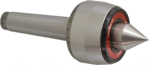 Rohm - MT3 Taper Shank, 2.362" Head Diam 500 Lb Capacity Live Center - 5,000 Max RPM, 1.661" Head Length, 63/64" Point Diam, 1.221" Point Len, 1,100 Lb Max Workpc, 6.319" OAL, Standard Point - Exact Tool & Supply