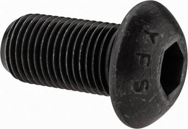 Value Collection - 1/2-20 UNF Hex Socket Drive, Button Screw - Alloy Steel, Black Oxide Finish, Fully Threaded, 1" Length Under Head - Exact Tool & Supply