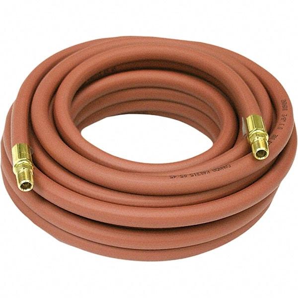 Reelcraft - 3/8" ID x 39/64" OD 70' Long Low Pressure Air & Water - MNPTF x MNPTF Ends, 300 Working psi, 150 to 0°F, 1/2 x 1/4" Fitting, Red - Exact Tool & Supply