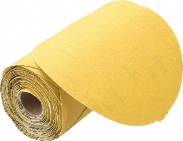 Norton - 6" Diam, 280 Grit Aluminum Oxide Adhesive PSA Disc - Very Fine Grade, Gold, C Weighted Backing, Flexible - Exact Tool & Supply