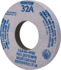Norton - 12" Diam x 5" Hole x 1-1/2" Thick, I Hardness, 46 Grit Surface Grinding Wheel - Aluminum Oxide, Type 1, Coarse Grade, 2,070 Max RPM, Vitrified Bond, No Recess - Exact Tool & Supply
