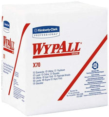 WypAll - X70 1/4 Fold Shop Towel/Industrial Wipes - Poly Pack, 12-1/2" x 12-1/2" Sheet Size, White - Exact Tool & Supply