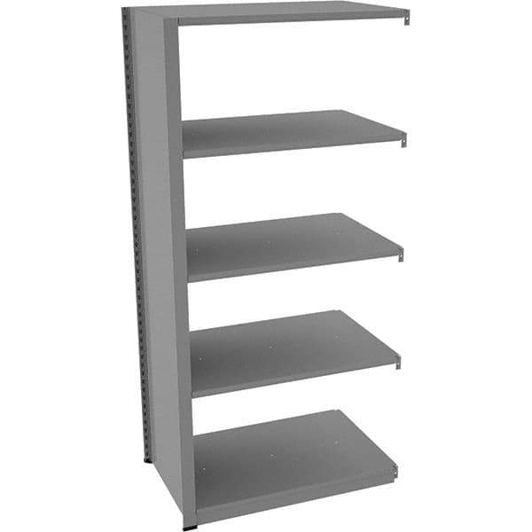 Tennsco - 5 Shelf Add-On Open Steel Shelving - 36" Wide x 76" High x 24" Deep, Medium Gray - Exact Tool & Supply