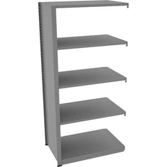 Tennsco - 5 Shelf Add-On Open Steel Shelving - 36" Wide x 76" High x 24" Deep, Medium Gray - Exact Tool & Supply