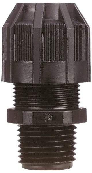 Thomas & Betts - 1/2 to 3/4" Cable Capacity, Liquidtight, Straight Strain Relief Cord Grip - 3/4 NPT Thread, 2-3/16" Long, Nylon - Exact Tool & Supply