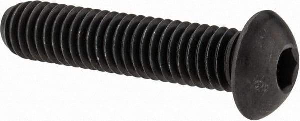 Value Collection - 3/8-16 UNC Hex Socket Drive, Button Screw - Alloy Steel, Black Oxide Finish, Fully Threaded, 1-3/4" Length Under Head - Exact Tool & Supply