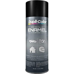 Dupli-Color - Black, Semi Gloss, Acrylic Enamel Spray Paint - 12 to 14 Sq Ft per Can, 12 oz Container - Exact Tool & Supply