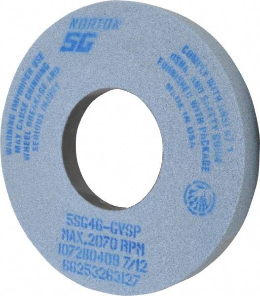 Norton - 12" Diam x 5" Hole x 1-1/2" Thick, G Hardness, 46 Grit Surface Grinding Wheel - Ceramic, Type 5, Coarse Grade, 2,070 Max RPM, Vitrified Bond, One-Side Recess - Exact Tool & Supply