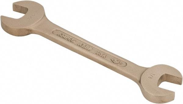 Ampco - 7/8" x 15/16" Nonsparking Open End Wrench - 9" OAL, Double End, Plain Finish, 15° Head Angle - Exact Tool & Supply