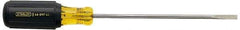 Stanley - 3/16" Blade Width, 9-3/4" OAL Cabinet Slotted Screwdriver - 6" Blade Length, Round Shank, Acetate with Rubber Grip Handle - Exact Tool & Supply