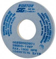 Norton - 14" Diam x 5" Hole x 1" Thick, I Hardness, 60 Grit Surface Grinding Wheel - Ceramic, Type 1, Medium Grade, 1,800 Max RPM, Vitrified Bond, No Recess - Exact Tool & Supply