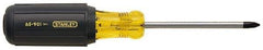Stanley - #2, 8-1/2" OAL, Standard Phillips Screwdriver - 4" Blade Length, Round Shank, Acetate with Rubber Grip Handle - Exact Tool & Supply