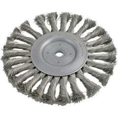 Brush Research Mfg. - 4" OD, 5/8-11 Arbor Hole, Knotted Stainless Steel Wheel Brush - 1/2" Face Width, 13/16" Trim Length, 20,000 RPM - Exact Tool & Supply