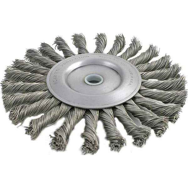 Brush Research Mfg. - 8" OD, 1/2 & 5/8" Arbor Hole, Knotted Carbon Wheel Brush - 9/16" Face Width, 1-11/16" Trim Length, 6,000 RPM - Exact Tool & Supply