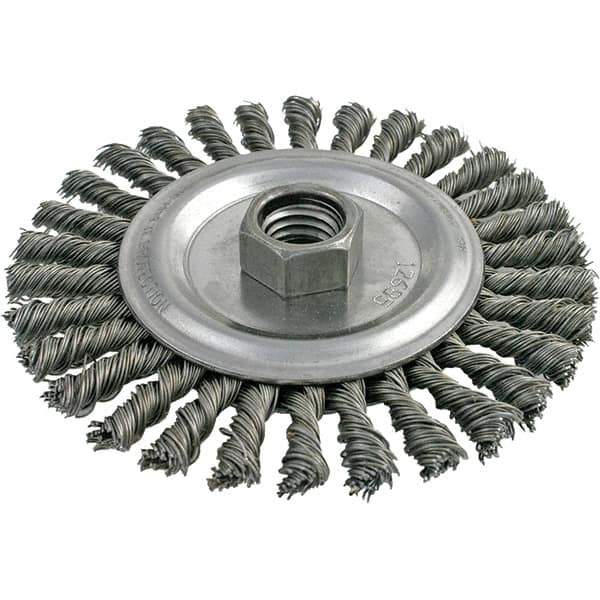 Brush Research Mfg. - 4-1/2" OD, 5/8-11 Arbor Hole, Stringer Bead Carbon Wheel Brush - 3/16" Face Width, 13/16" Trim Length, 9,000 RPM - Exact Tool & Supply