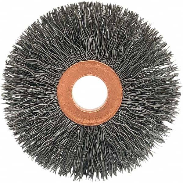 Brush Research Mfg. - 2-1/2" OD, 1/2" Arbor Hole, Crimped Stainless Steel Wheel Brush - Exact Tool & Supply