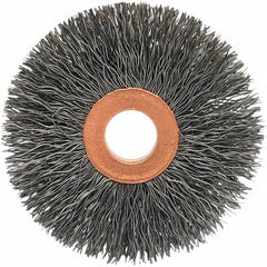 Brush Research Mfg. - 2-1/2" OD, 1/2" Arbor Hole, Crimped Stainless Steel Wheel Brush - Exact Tool & Supply