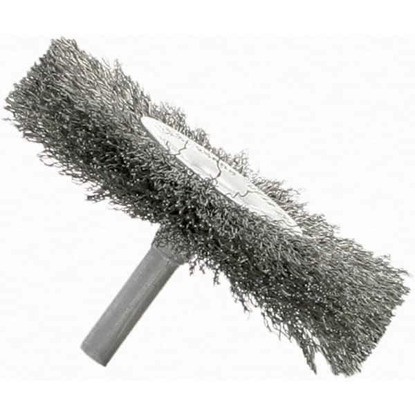 Brush Research Mfg. - 1-1/2" OD, Crimped Abrasive Nylon Wheel Brush - 7/16" Face Width, 1/4" Trim Length, 25,000 RPM - Exact Tool & Supply