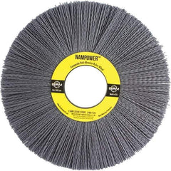 Brush Research Mfg. - 8" OD, 2" Arbor Hole, Crimped Abrasive Nylon Wheel Brush - 1/2" Face Width, 2-1/2" Trim Length, 3,600 RPM - Exact Tool & Supply