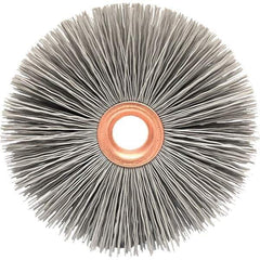Brush Research Mfg. - 2-1/2" OD, 1/2" Arbor Hole, Crimped Abrasive Nylon Wheel Brush - 1/2" Face Width, 3/4" Trim Length, 20,000 RPM - Exact Tool & Supply