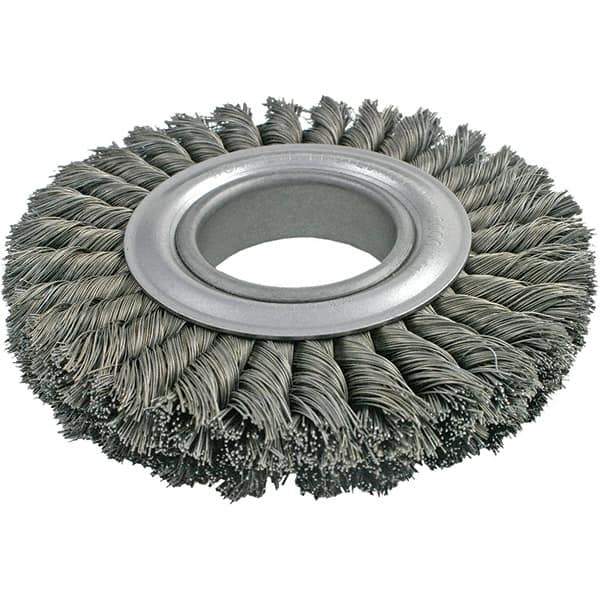 Brush Research Mfg. - 8" OD, 2" Arbor Hole, Crimped Carbon Wheel Brush - 1-1/8" Face Width, 1-3/4" Trim Length, 6,000 RPM - Exact Tool & Supply