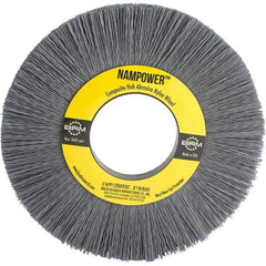 Brush Research Mfg. - 6" OD, 2" Arbor Hole, Crimped Abrasive Nylon Wheel Brush - 1/2" Face Width, 1-1/2" Trim Length, 3,600 RPM - Exact Tool & Supply