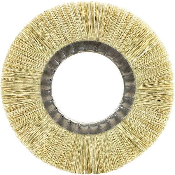 Brush Research Mfg. - 8" OD, 2" Arbor Hole, Crimped Carbon Wheel Brush - 1-1/8" Face Width, 1-3/4" Trim Length, 6,000 RPM - Exact Tool & Supply