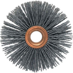 Brush Research Mfg. - 4" OD, 1/2" Arbor Hole, Crimped Abrasive Nylon Wheel Brush - 3/4" Face Width, 1-7/16" Trim Length, 20,000 RPM - Exact Tool & Supply